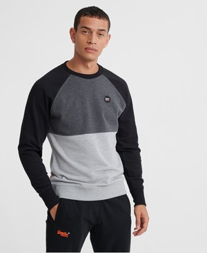 Superdry Collective Colour Block Crew Férfi Pulóver MélySzürke | AGHQZ2860